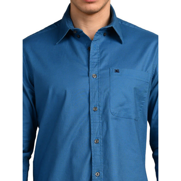 Killer Men Blue Solid Slim Fit Shirts