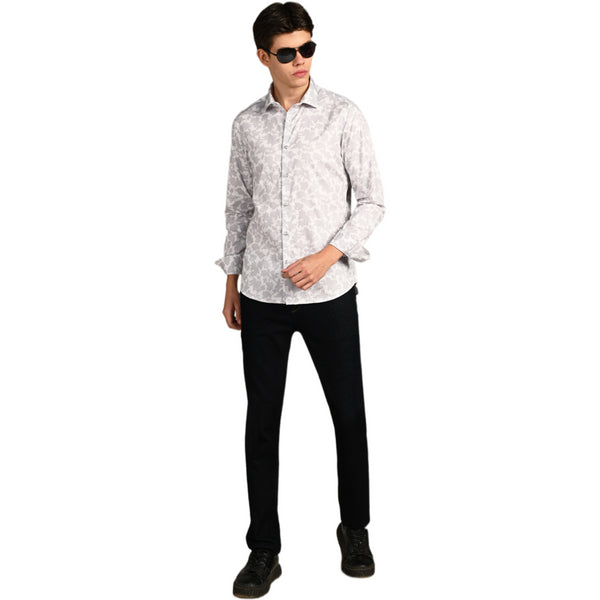 Killer Men Grey Printed Slim Fit Shirts