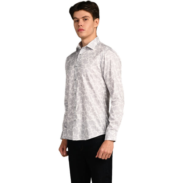 Killer Men Grey Printed Slim Fit Shirts