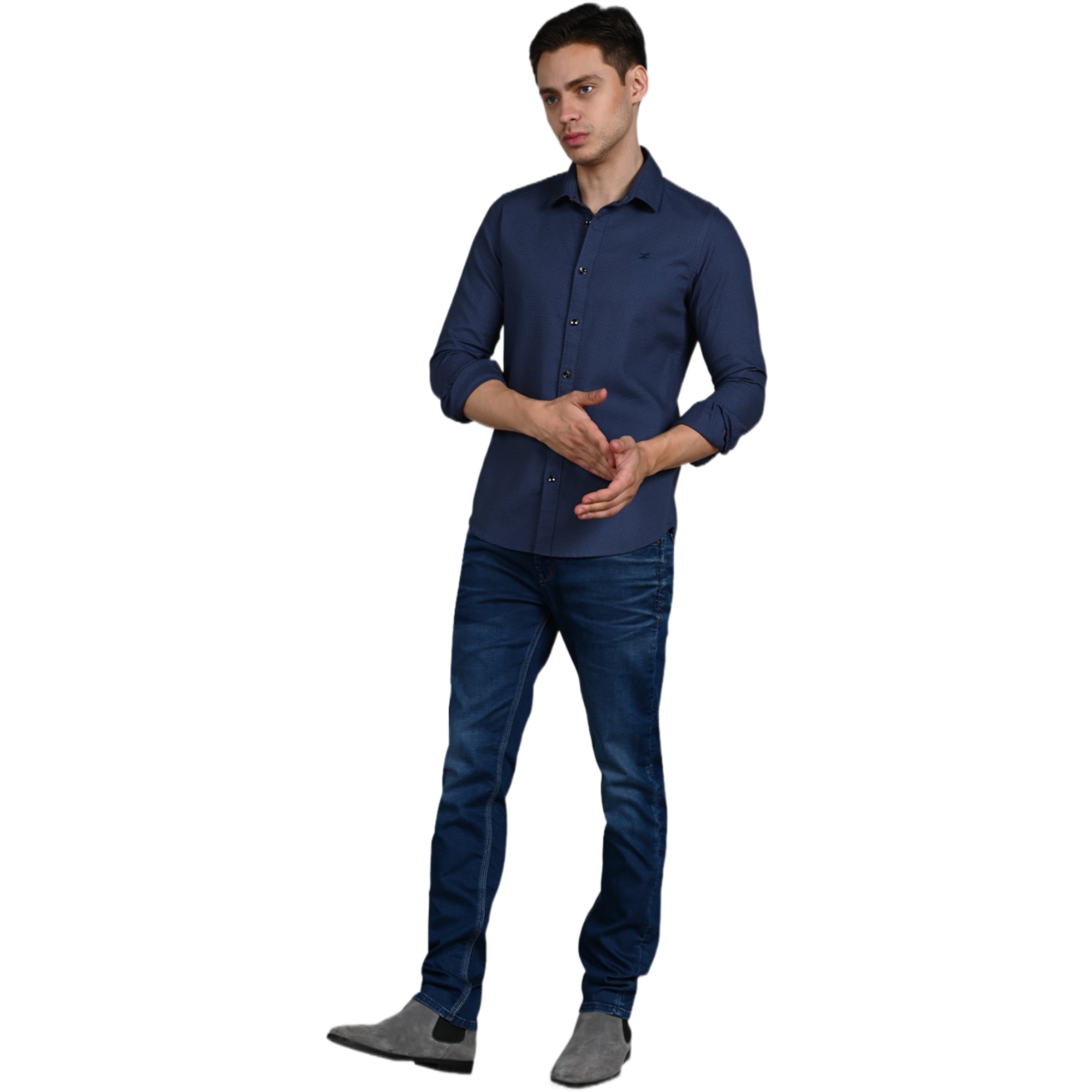 Killer Men Grey Solid Slim Fit Shirts