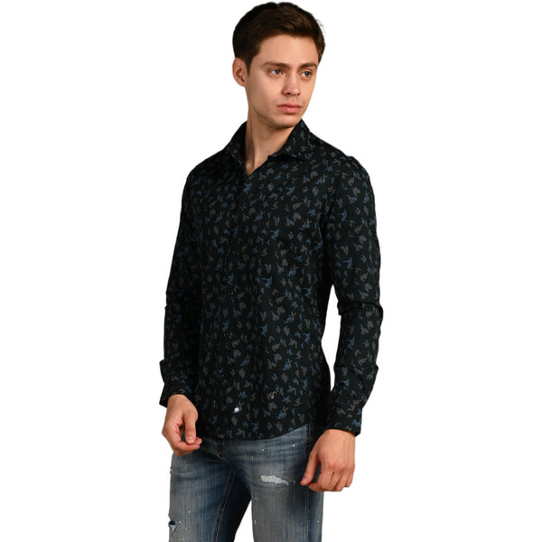 Killer Men Dark Green Printed Slim Fit Shirts