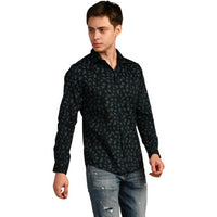 Killer Men Dark Green Printed Slim Fit Shirts