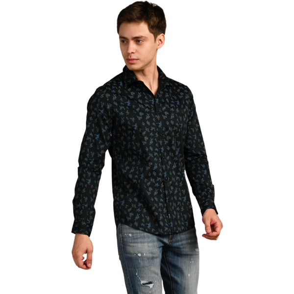 Killer Men Dark Green Printed Slim Fit Shirts