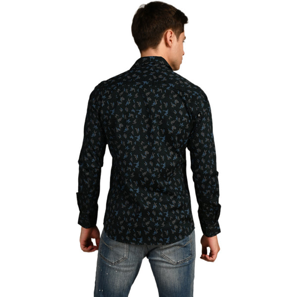 Killer Men Dark Green Printed Slim Fit Shirts