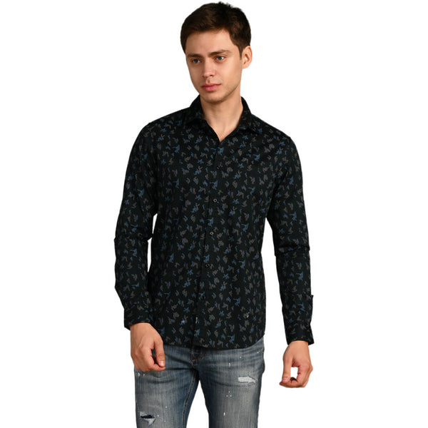 Killer Men Dark Green Printed Slim Fit Shirts