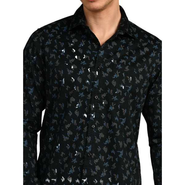 Killer Men Dark Green Printed Slim Fit Shirts