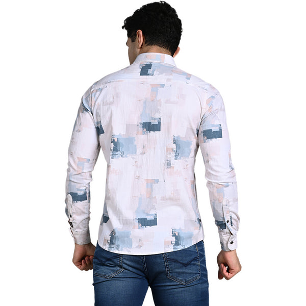 Killer Men Peach Printed Slim Fit Shirts