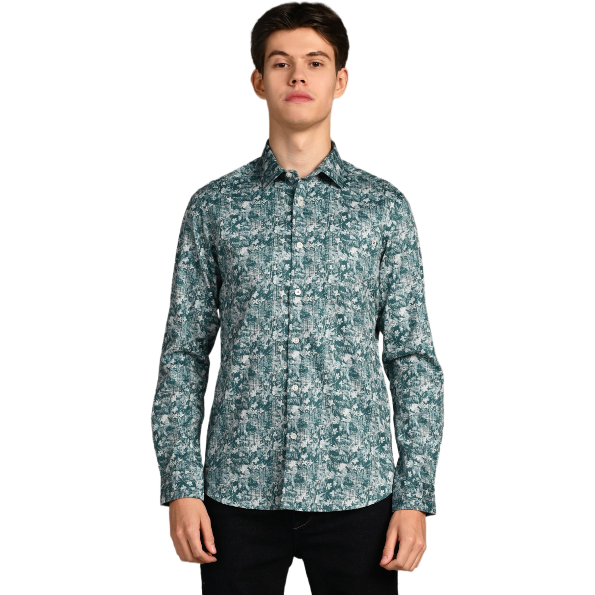 Killer Men Green Printed Slim Fit Shirts
