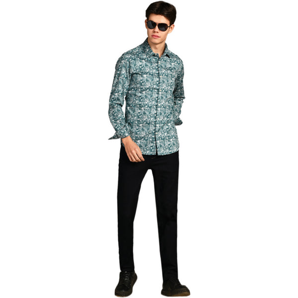 Killer Men Green Printed Slim Fit Shirts