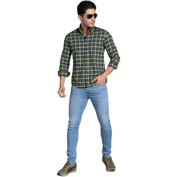 Killer Men Green Checks Slim Fit Shirts