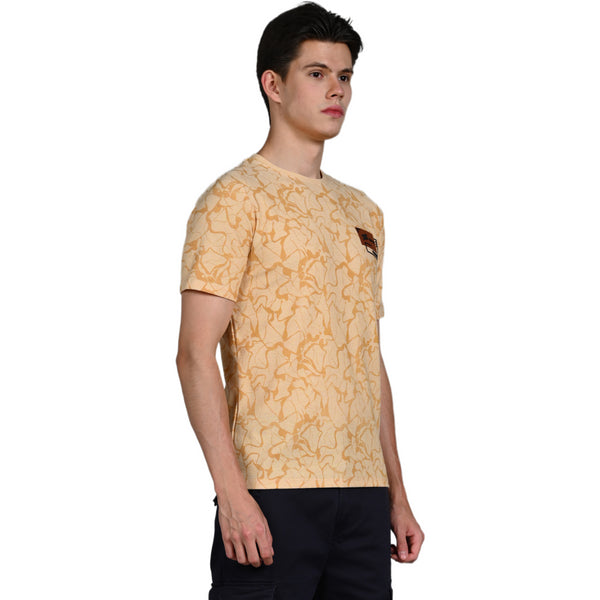 Killer Men Yellow Printed Slim Fit T-Shirt