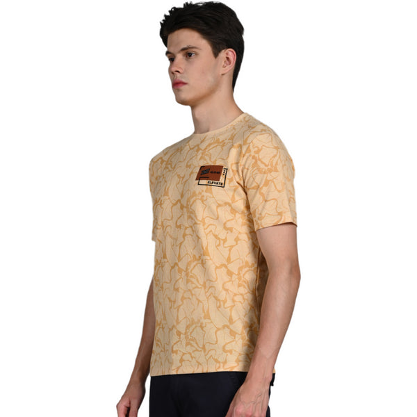 Killer Men Yellow Printed Slim Fit T-Shirt