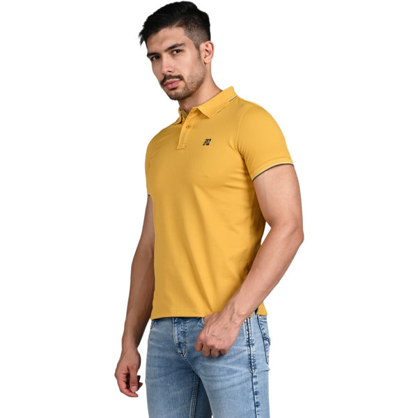 Killer Men Mustard Solid Slim Fit T-Shirt