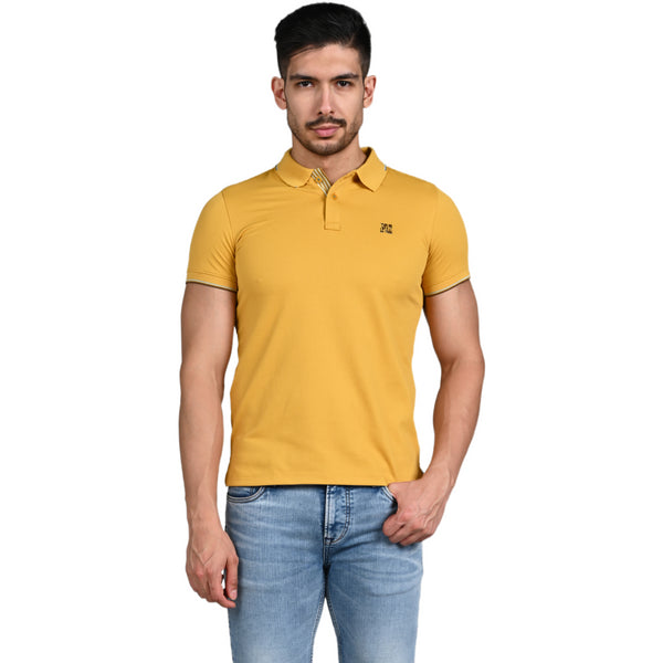 Killer Men Mustard Solid Slim Fit T-Shirt