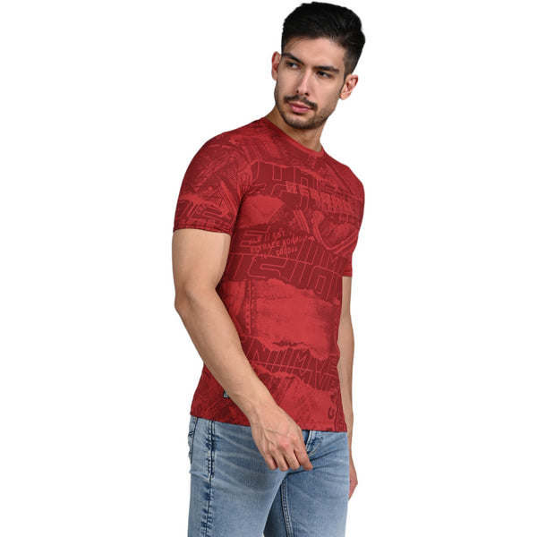 Killer Men Red Printed Slim Fit T-Shirt