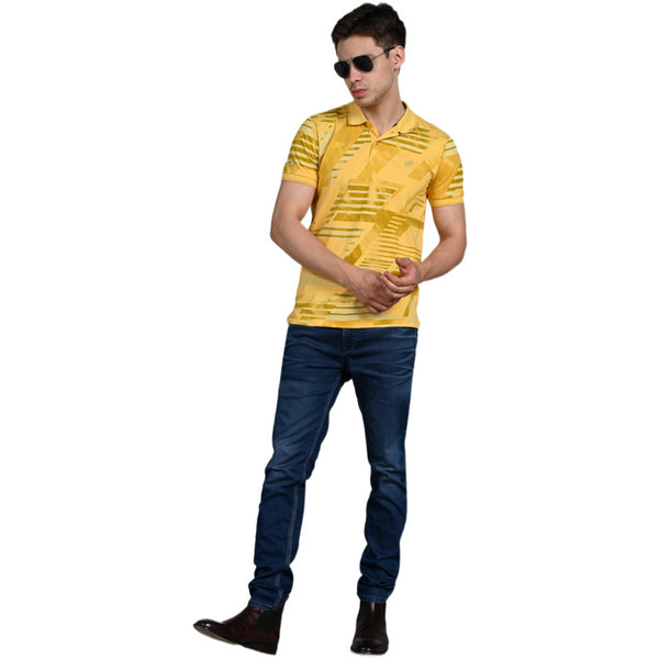 Killer Men Yellow Printed Slim Fit T-Shirt