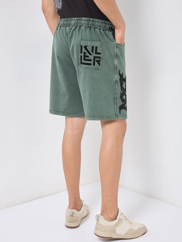 Killer Men Green Solid Shorts