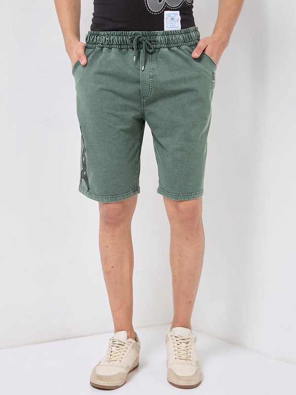 Killer Men Green Solid Shorts