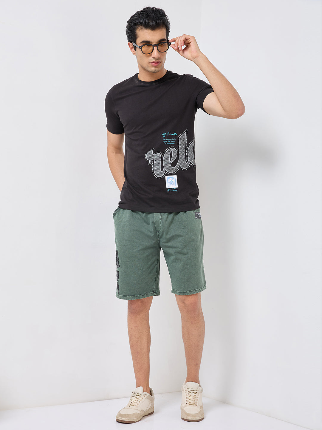 Killer Men Green Solid Shorts