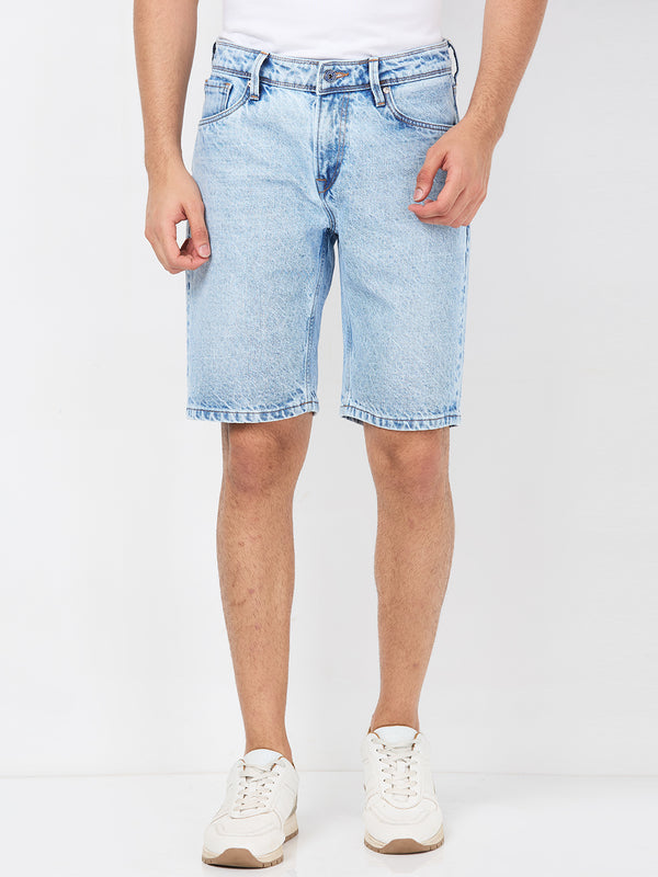 Killer Men Light Blue Solid Shorts