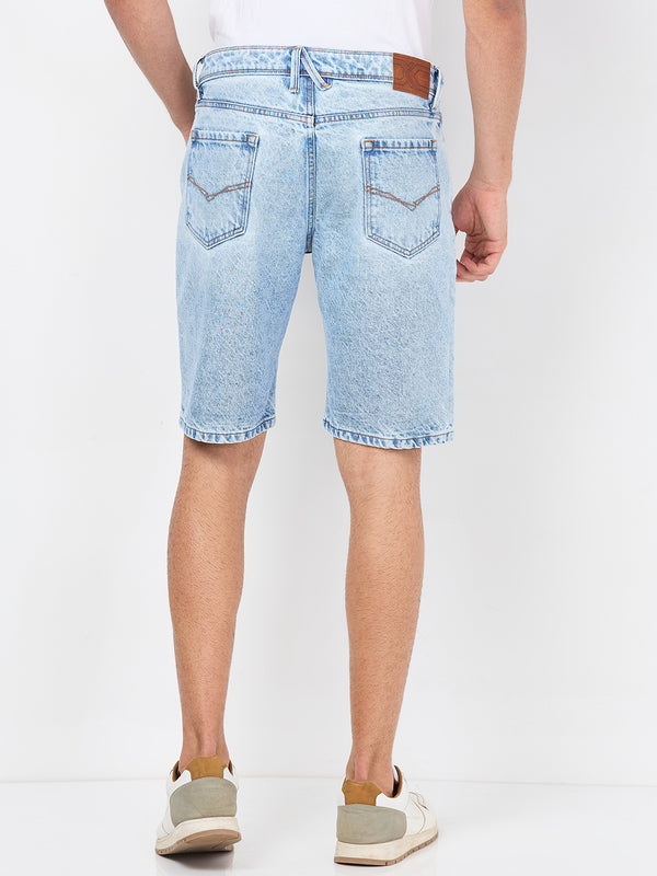 Killer Men Light Blue Solid Shorts