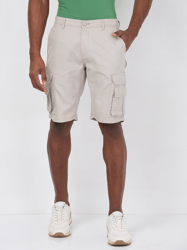 Killer Men Beige Solid Shorts