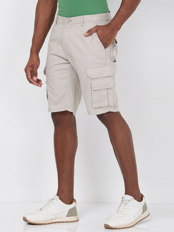 Killer Men Beige Solid Shorts