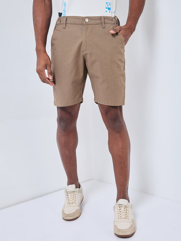 Killer Men Brown Solid Shorts