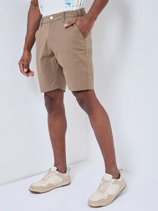 Killer Men Brown Solid Shorts