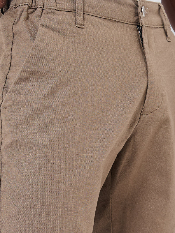 Killer Men Brown Solid Shorts