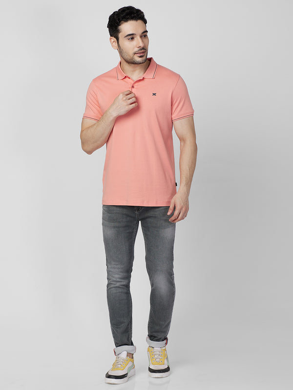 Killer Men Peach Printed Slim Fit T-Shirts