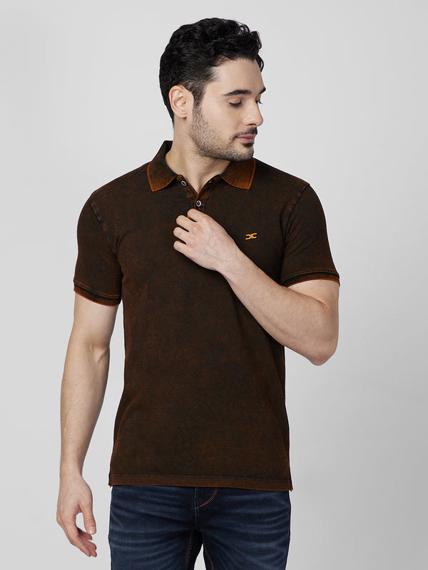 Killer Men Orange Printed Slim Fit T-Shirts