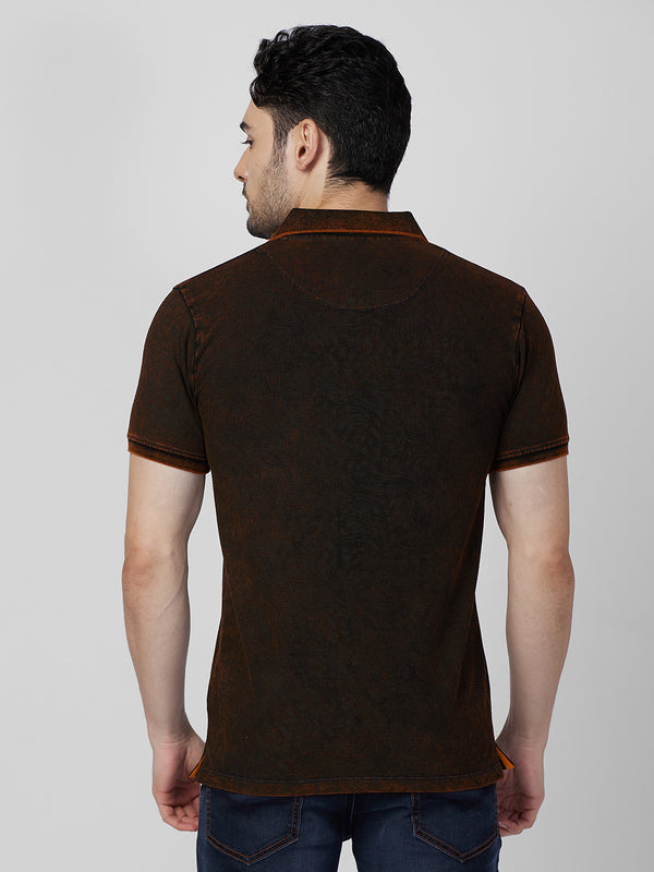 Killer Men Orange Printed Slim Fit T-Shirts