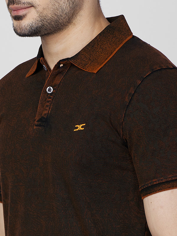 Killer Men Orange Printed Slim Fit T-Shirts