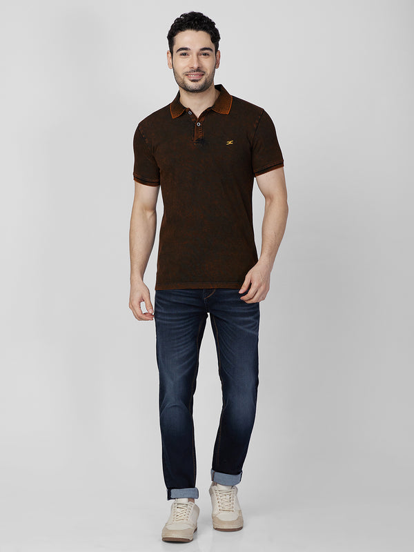 Killer Men Orange Printed Slim Fit T-Shirts