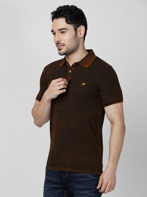 Killer Men Orange Printed Slim Fit T-Shirts