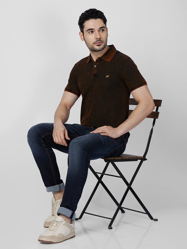 Killer Men Orange Printed Slim Fit T-Shirts