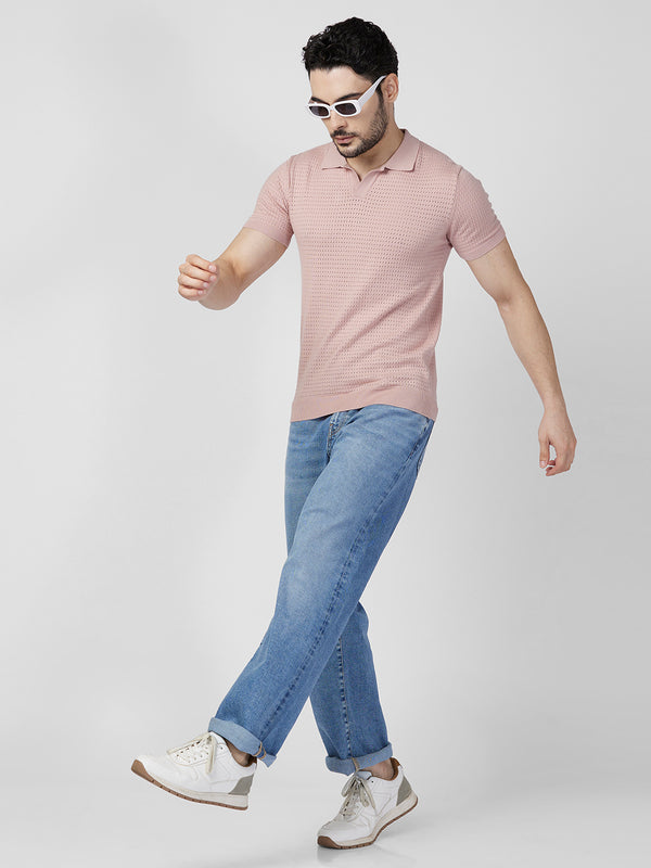 Killer Men Pink Printed Slim Fit T-Shirts