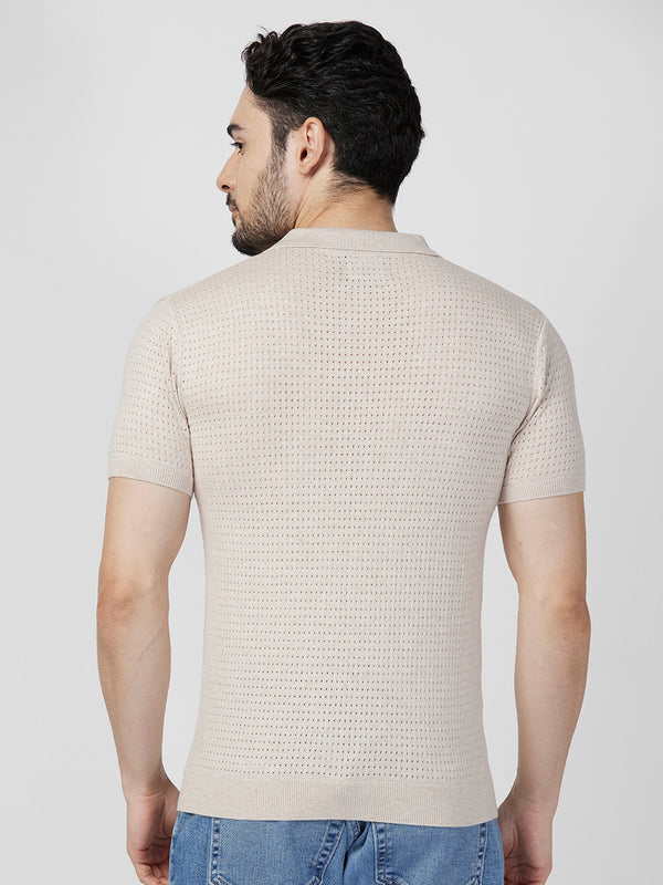 Killer Men Beige Printed Slim Fit T-Shirts