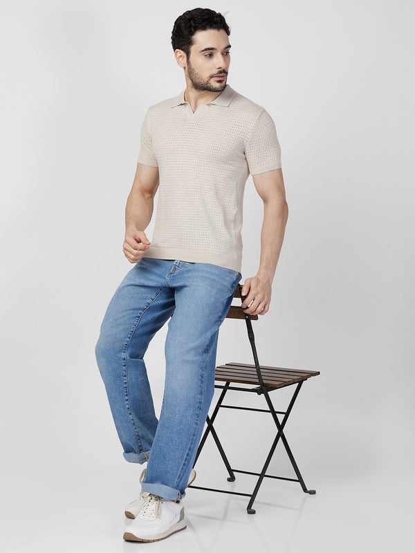 Killer Men Beige Printed Slim Fit T-Shirts