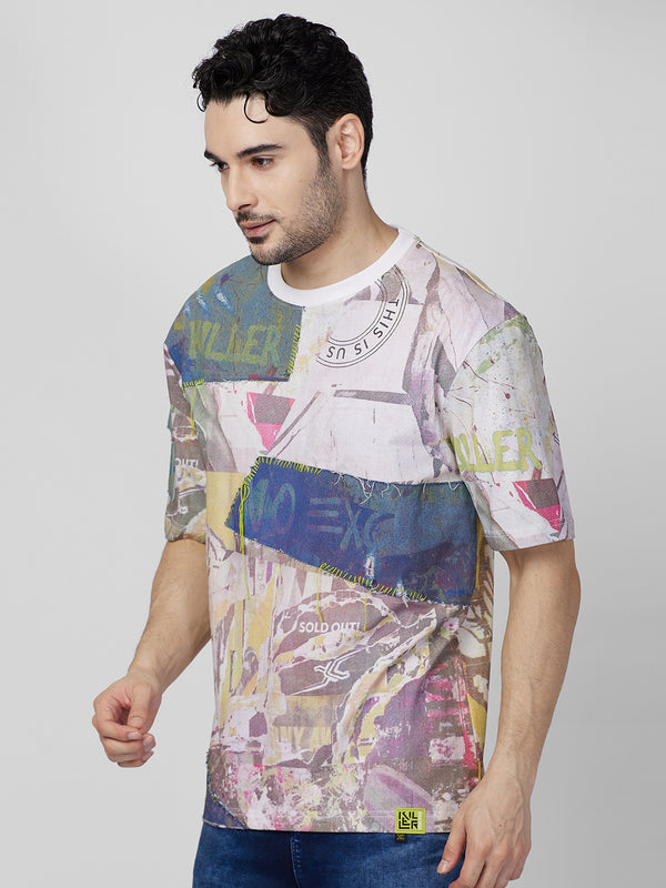 Killer Men White Printed Round Neck T-Shirts