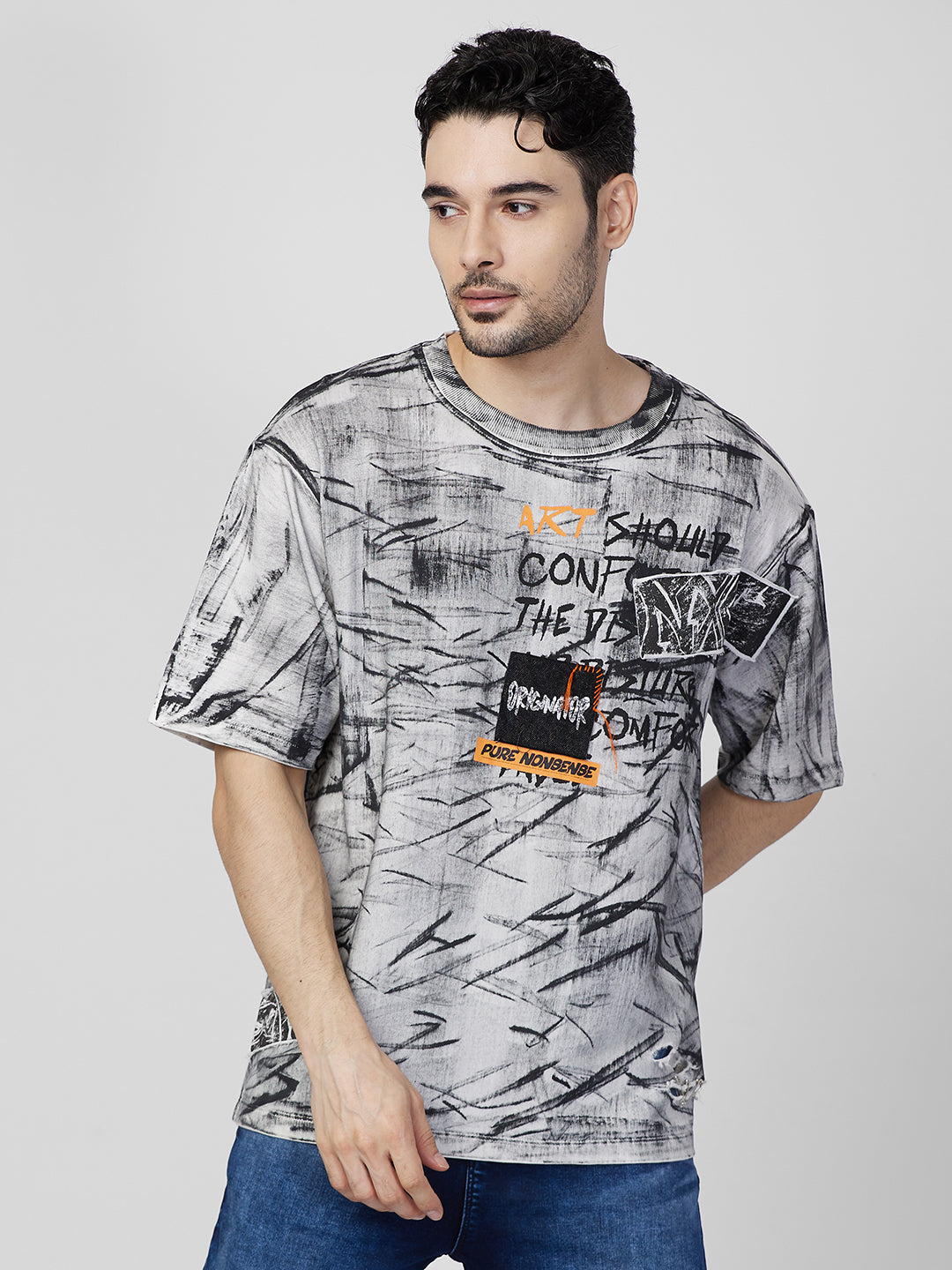 Killer Men White Printed Round Neck T-Shirts
