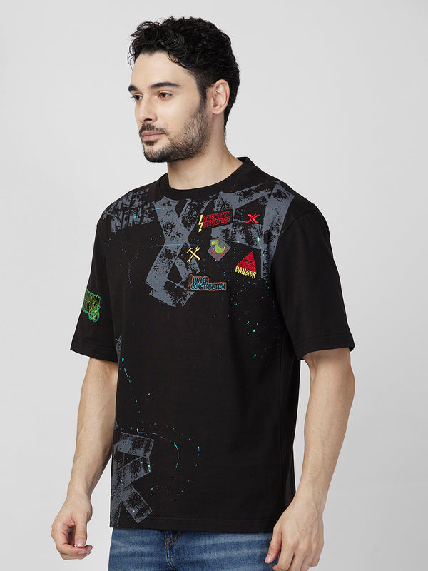 Killer Men Black Printed Round Neck T-Shirts