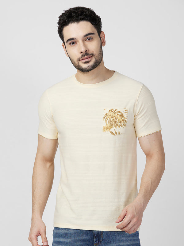 Killer Men Yellow Printed Slim Fit T-Shirts