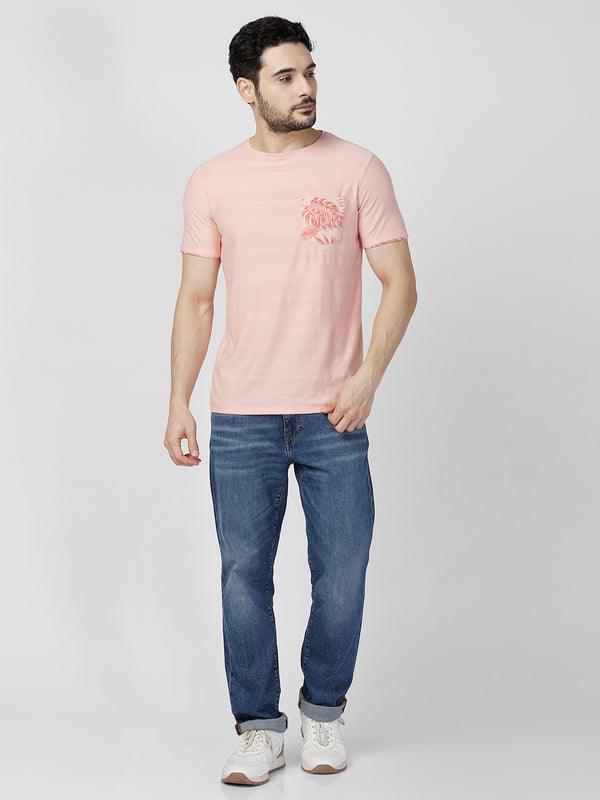 Killer Men Peach Printed Slim Fit T-Shirts