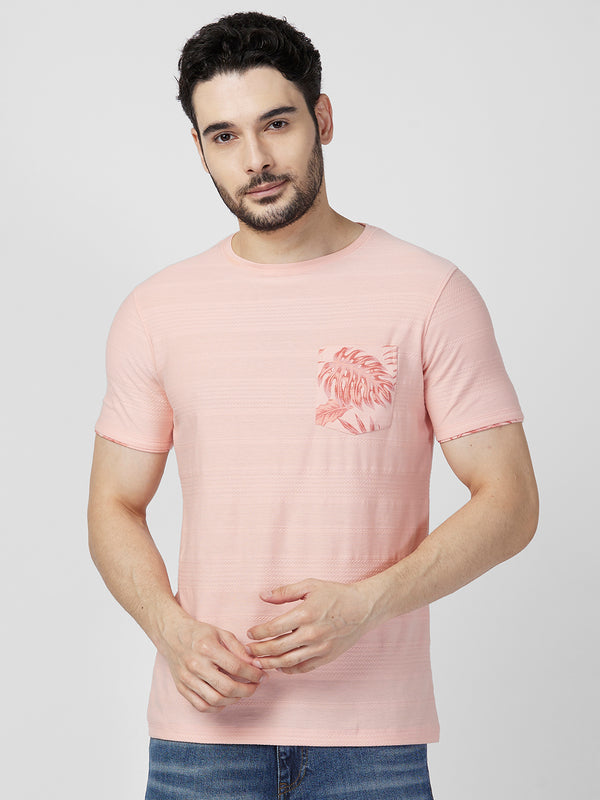 Killer Men Peach Printed Slim Fit T-Shirts