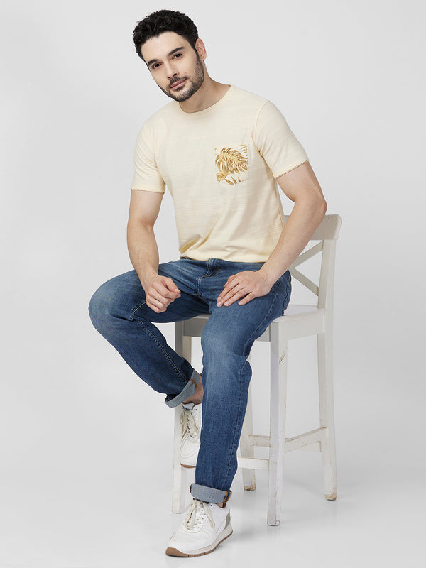 Killer Men Yellow Printed Slim Fit T-Shirts