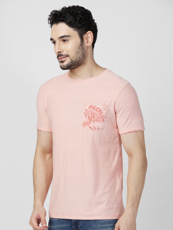 Killer Men Peach Printed Slim Fit T-Shirts