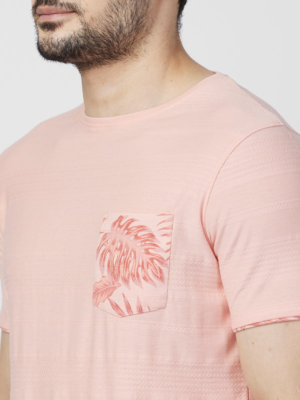 Killer Men Peach Printed Slim Fit T-Shirts