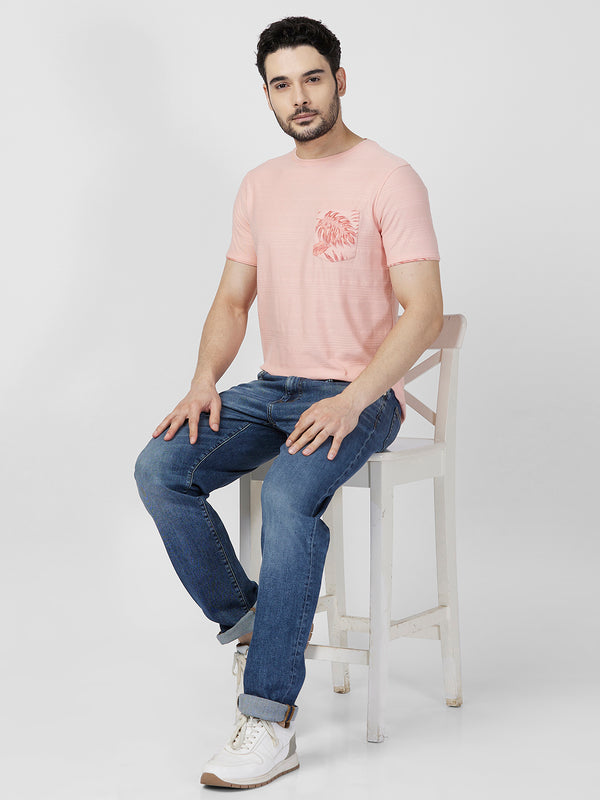 Killer Men Peach Printed Slim Fit T-Shirts